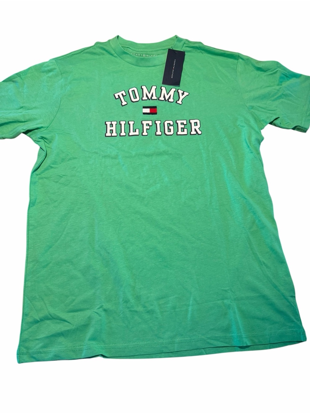 Tommy Hilfiger boys Green Logo Crew Neck T-Shirt